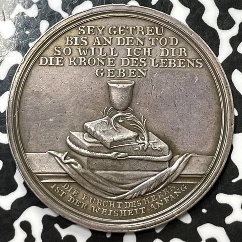 (c.1800) Germany Baptismal Medal By Loos Lot#JM5801 Silver! 40mm Cover