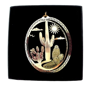 Arizona State Cactus Ornament Brass, Personalize w Year Charm 2018 - 2026 - Picture 1 of 9