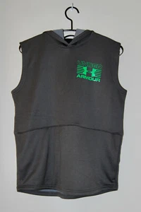 EUC Under Armour Boy's Dark Gray Logo Hooded Sleeveless Sweatshirt sz Youth XL - Picture 1 of 12