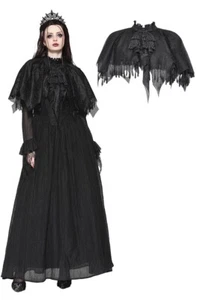 Dark In Love Women Black Gothic Punk Romantic Dark Tattered Tassel Cape - Picture 1 of 20