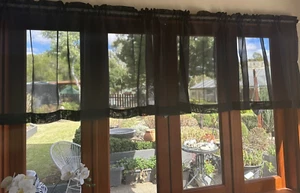 Caravan Highlight Rod Pocket Curtain Black Sheer 1.8 metres wide x 60 cm long - Picture 1 of 5