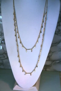 Collana con ciondolo perline e croci tubo stratificato tono oro espresso 28" - Foto 1 di 2