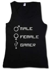 MALE FEMALE GAMER WOMEN TANK TOP Fun Gamer Gaming Symbol computer scientist - Picture 1 of 1