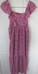 Vestido Zara Midi Invitado Boda Verano Volantes Manga Pequeño Romántico Ditsy Volantes - Imagen 1 de 8