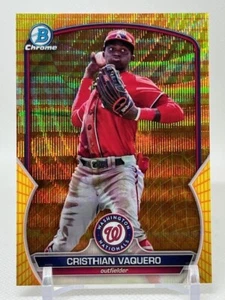 2023 Bowman Chrome Cristhian Vaquero Yellow 6/75 Washington Nationals - Picture 1 of 3