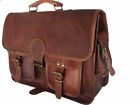 Dark Brown Men's Leather Vintage Laptop Messenger Handmade Briefcase Bag Satchel