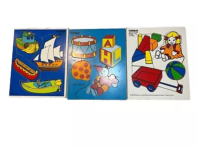 Lot of 3 Vintage Wooden Playskool Puzzles 1980s Toys, Favorite Toys, Boats - Image 1 of 4