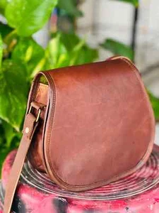 NEW Handmade Natural Brown Pure Goat Leather Vintage Celebraty Bag Women Purse - Picture 1 of 6