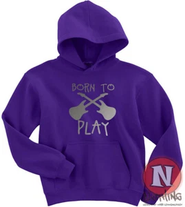 Born to play guitar Hoodie kids top Hoody funny music band festival teen - Picture 1 of 12