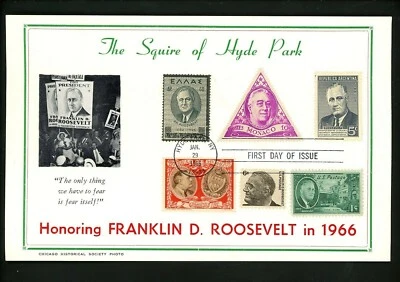 US FDC #1284 Unknown Cachet Card NIM Franklin D Roosevelt FDC 1/29/1966 NY Combo - Image 1 of 2