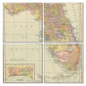 Florida Map Coaster Set of 4 - Picture 1 of 2