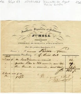 Dépt 67 Strasbourg 2 Rue des Petites Boucheries Commerce de Diamants & d'Or 1848 - Bild 1 von 1