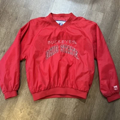 Vintage Ohio State Buckeyes Jacket Red Logo 7 Pullover Windbreaker 90s Large OSU - Image 1 of 4