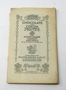 Chocolate Cocoa Recipe Cook Book Antique 1918 Walter Baker & Co. Home Made Candy - Picture 1 of 7