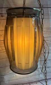Vintage Antik Art Deco großer Kunststoffschirm Deckenleuchte Leuchte Lampe Pendelleuchte - Bild 1 von 10