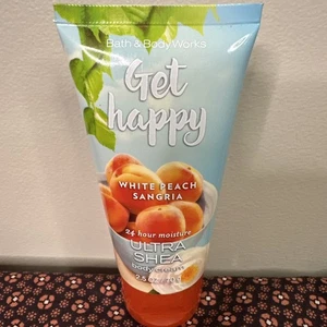 Bath & Body Works GET HAPPY WHITE PEACH SANGRIA Ultra Shea Körpercreme 2,5 flüssige Unzen - Bild 1 von 5