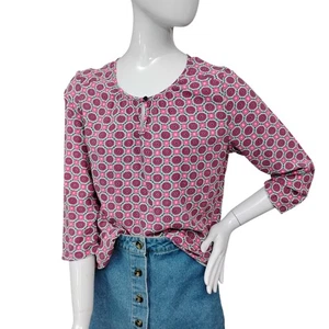 Top Van Heusen 100% Rayón Talla Pequeña Rosa Manga 3/4 Pullover Cerradura y Botón - Imagen 1 de 10