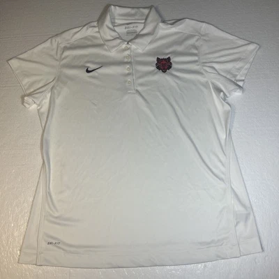 Nike Dri Fit Golf Polo Arkansas Red Wolves Shirt White Women XL - Image 1 of 4