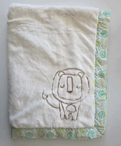 Lolli Living LION Baby BLANKET Soft Sleep Nursery Pram Cream Green Backing - Picture 1 of 4