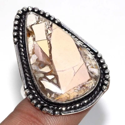 925 Silver Plated Brecciated Mookaite Ring Handmade Jewelry Size US 9 MJ - Image 1 of 3