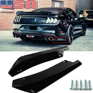 Universal Glossy Black Car Rear Spat Bumper Lip Splitter Diffuser Canard ※ - Picture 1 of 12