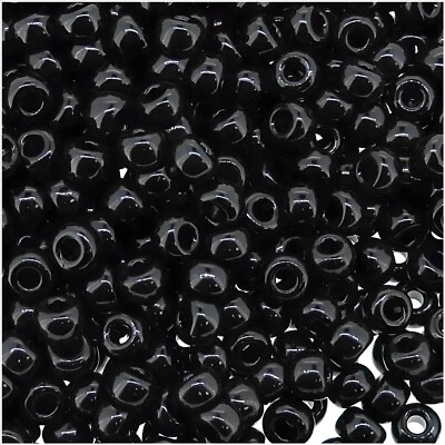 Miyuki Round Seed Beads, Size 8/0, Black Opaque, Bulk 50 Grams, 8-401 - Image 1 of 4