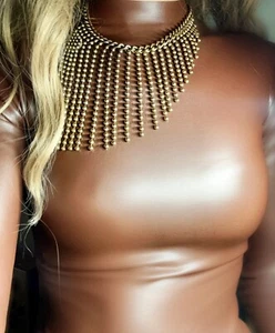 Alexis Kirk Goldtoned Statement Necklace Signed - Vintage Fashion Collectable - Picture 1 of 5