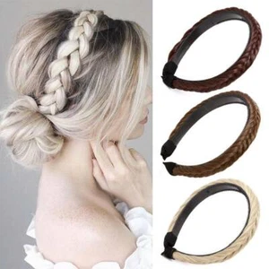 Braided Plait Plaited Alice Head Band Hair Headband Synthetic Plastic Faux Hair - Picture 1 of 27