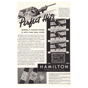 1936 Hamilton Watch: Perfect Hits Navy's Sham Aerial Battles Vintage Print Ad - Bild 1 von 1