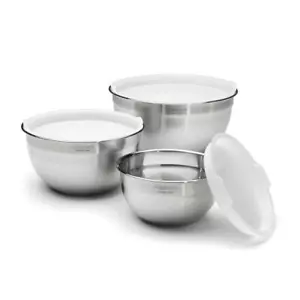 3-piece Stainless Steel Mixing Bowls with Lids - Picture 1 of 2