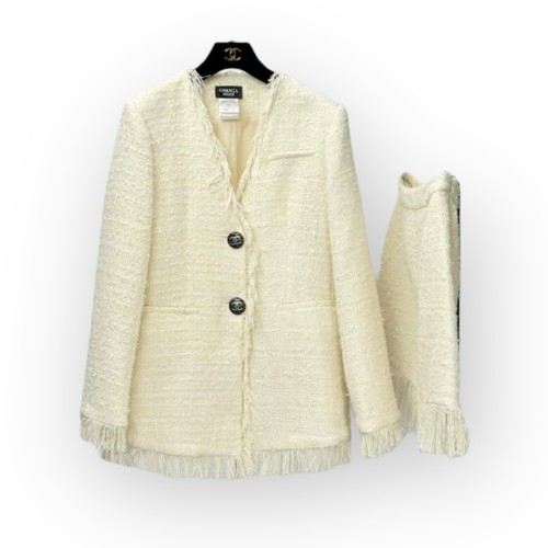 SET GIACCA E GONNA CHANEL TWEED BIANCO taglia 36