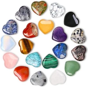 20PCS Natural Heart Crystals Love Shaped Pocket Polished Stones Heart Healing Cr - Picture 1 of 7