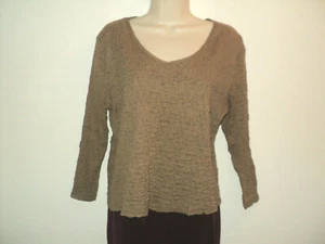 Nomadic Traders Top Size M Light Brown, Crinkled, 3/4 Sleeves, Stretchy - Picture 1 of 7