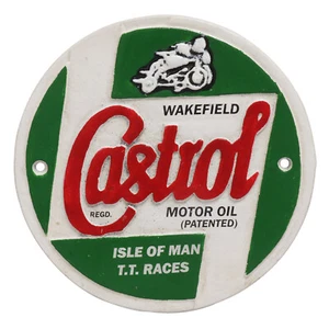 Castrol Motor Oil Wakefield TT Races Cast Iron Wall Sign Motorcycles Garage Gift - Picture 1 of 3