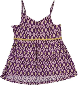 Camiseta sin mangas Roxy Girl púrpura con tiras mangas cinta de viscosa estampado geométrico talla S 8 - Imagen 1 de 2