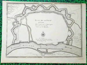 XVIII ème - Allemagne - Beau Plan de Ulm par N de Fer  38 x 28 cm de 1705 - Picture 1 of 2
