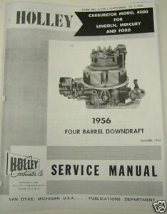 1955-1956 Lincoln Holley 4000 Carburetor Manual Free Shipping