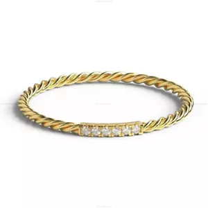 Twisted Band Hochzeit Verlobung Diamant Ring 14k Gelbgold Diamant Schmuck - Bild 1 von 5