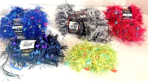 Lion Brand Fun Fur & Fancy Fur Eyelash Yarn Lot 8 Skeins NOTE Knitting Crochet - Picture 1 of 9