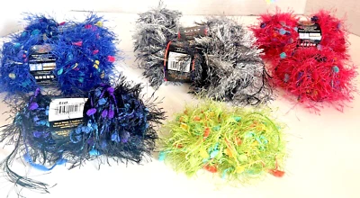 Lion Brand Fun Fur & Fancy Fur Eyelash Yarn Lot 8 Skeins NOTE Knitting Crochet - Image 1 of 4