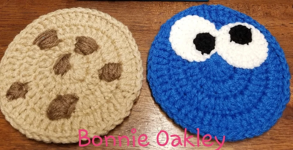 crochet "WRITTEN PATTERN" for Cookie Monster coaster set designed by me - Image 1 of 1