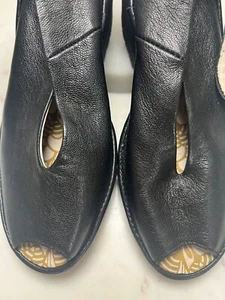 Fly London Yala Black Leather Peep Toe Wedge Shoe Ankel Strap Women Size 6 - Picture 1 of 8