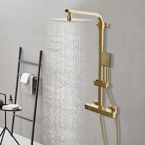 Gold Duschset Duschsystem mit Thermostat 304 Edelstahl Wand-Montage Duscharmatur - Bild 1 von 17