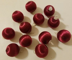 Vtg Pack of 12 Burgundy Satin Christmas Ball Ornaments Unbreakable 1" 25mm Craft - Picture 1 of 3