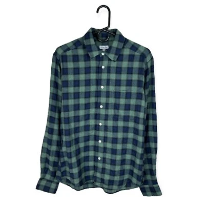 Camisa de hombre Steven Alan abotonada a cuadros manga larga delgada verde talla XS Foto 1 de 4