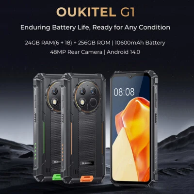 Global Version Oukitel G1 Rugged Phone 6.52" 10600mAh 24GB+256GB 48MP Android 14 - Image 1 of 4