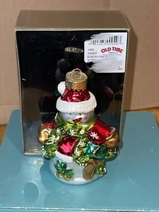 4 Inch Handblown Glass Snowman Christmas Ornament Fun - Picture 1 of 6
