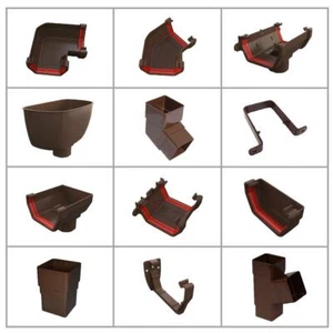 Brown Round 112mm Guttering & Downpipe Fittings, Freeflow Rain Water Systems - Picture 1 of 22