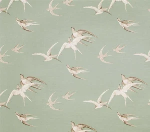 SANDERSON CURTAIN FABRIC DESIGN Swallows 1.9 METRES PEBBLE LINEN MIX - Picture 1 of 7