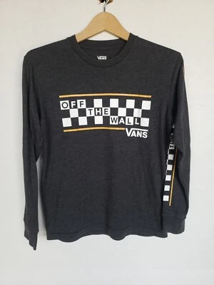 VANS YOUTH LONG SLEEVE CREW NECK T-SHIRT OFF THE WALL GRAPHIC T-SHIRT GREY M - Image 1 of 4